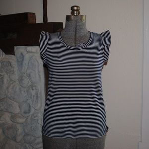 J CREW ruffled cap sleeve striped top
